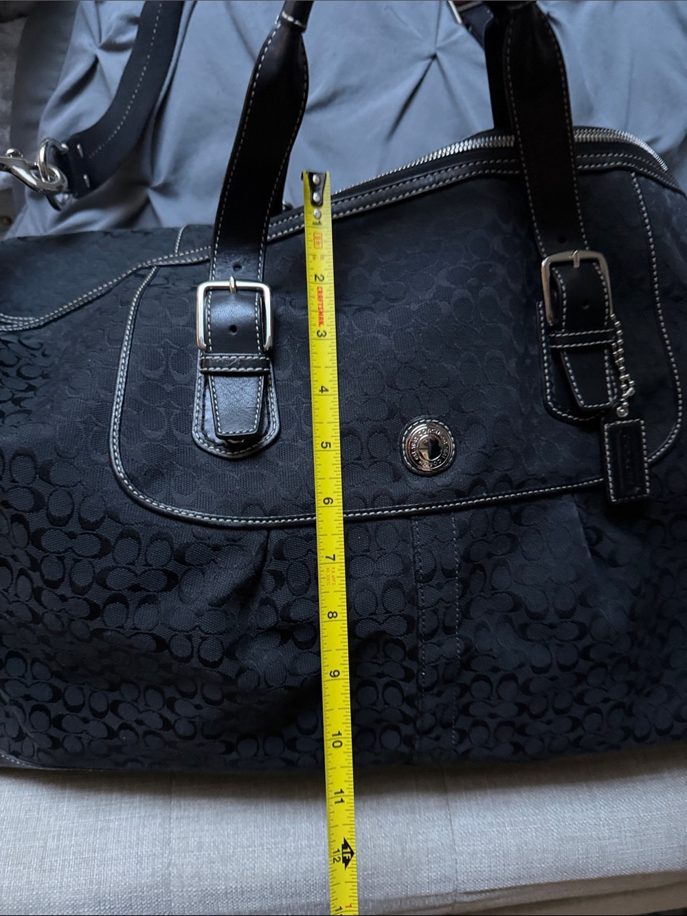 Coach Black Signature Tote with Blue Lining - Picture 13 of 13